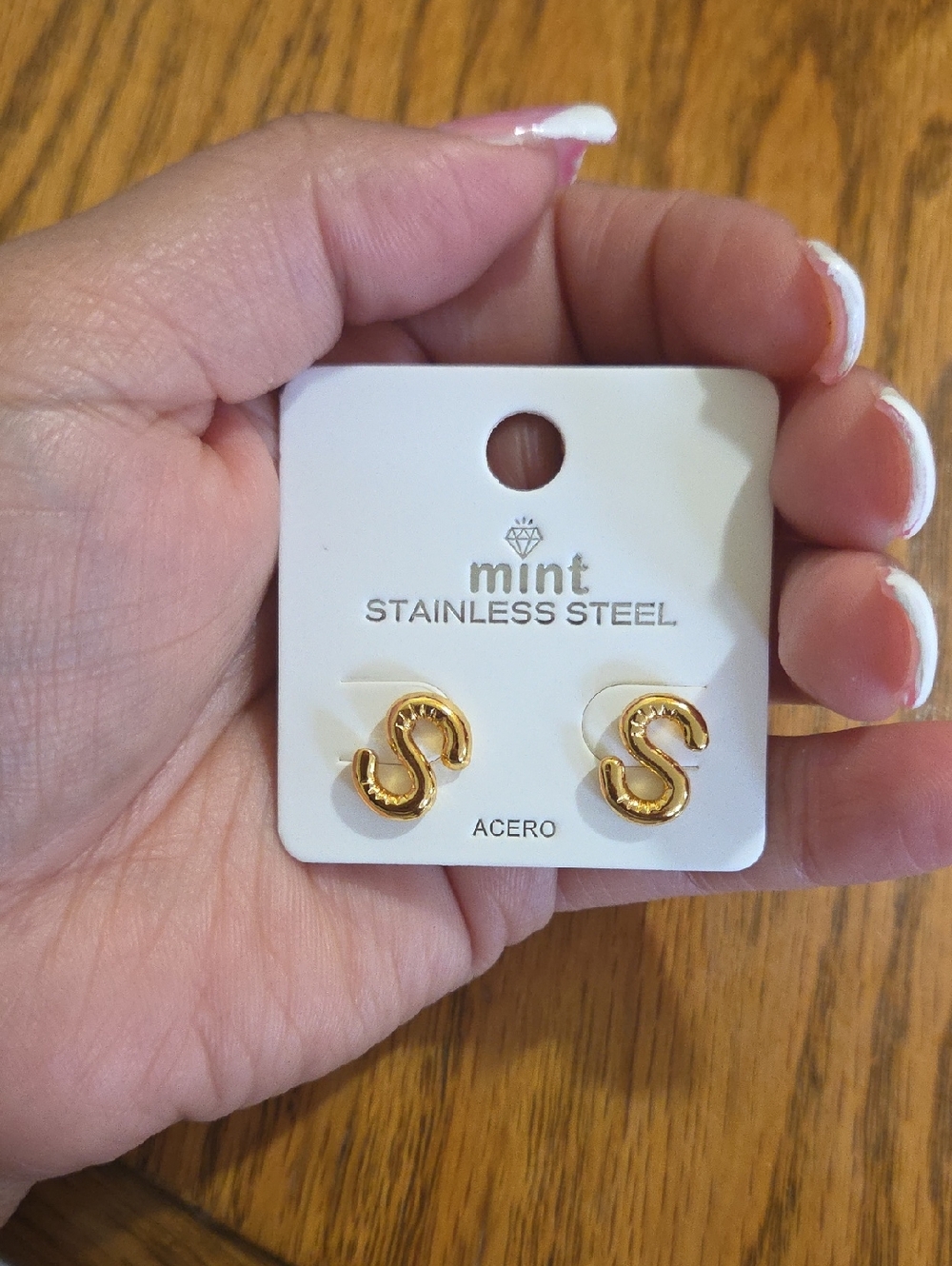 Mint Gold S-Shape Stainless Steel Stud Earrings